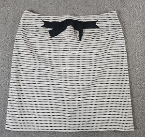 Ann Taylor Loft midi sz 12 Pencil Skirt white & Black bow in front office career